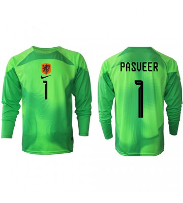 Lacne Muži Futbalové dres Holandsko Remko Pasveer #1 Brankarsky  MS 2022 Dlhy Rukáv - Domáci